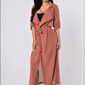 Mauve Duster Coat. Size Small. Ankle Length.